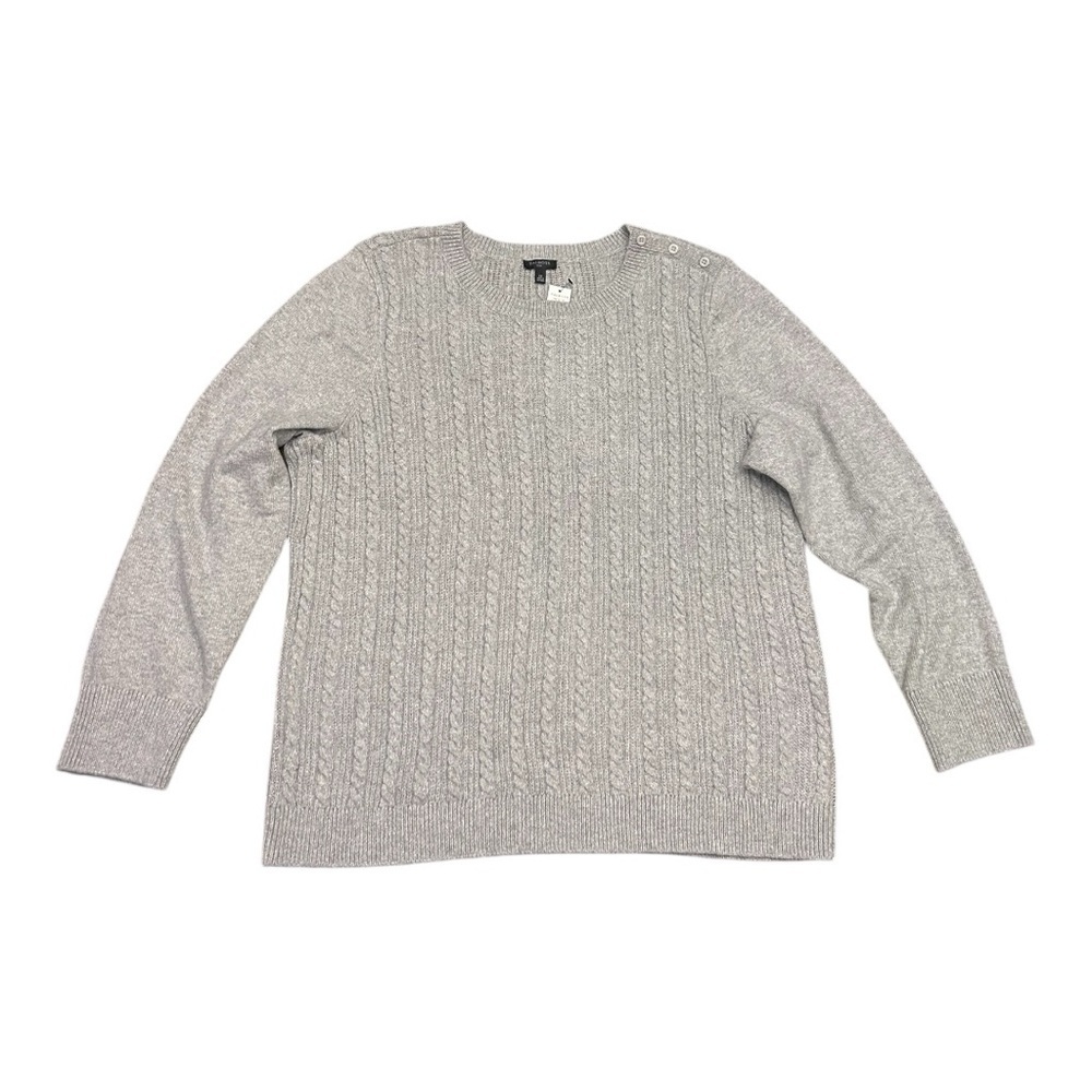 Talbots Plus Metallic Allover Cable Knit Crewneck Sweater - Picture 2 of 10